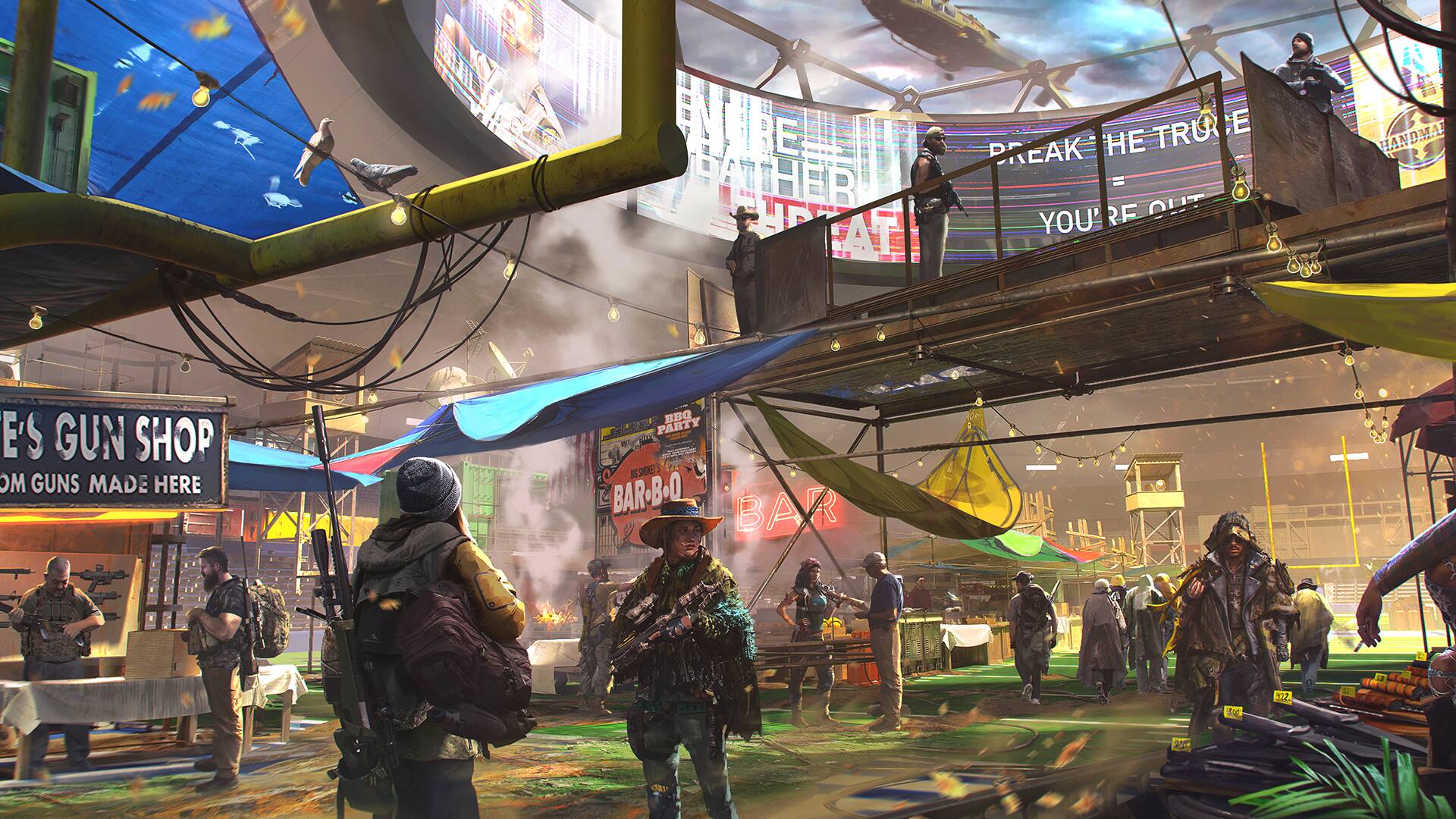 Environment key art, trading post hub